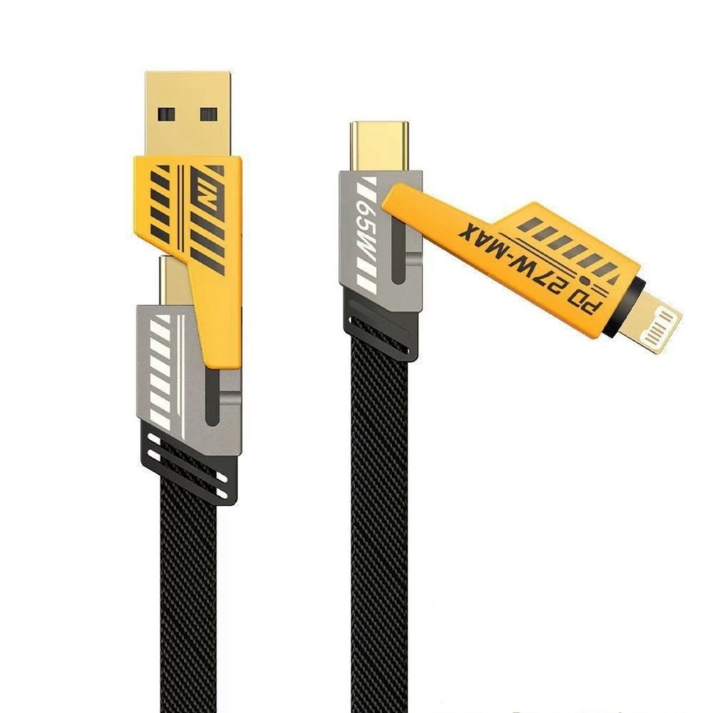 4 in 1 USB C charging cable,60W Fast Charging Data synchronization Flat braided